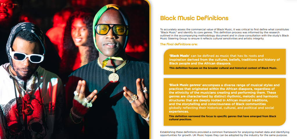 Chart showing Black Music Ecosystem value vs total UK music market